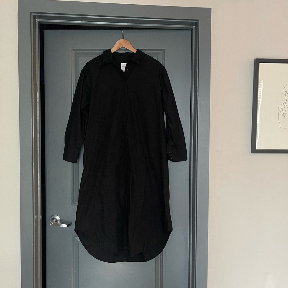 Black Button-Up Shirt Dress